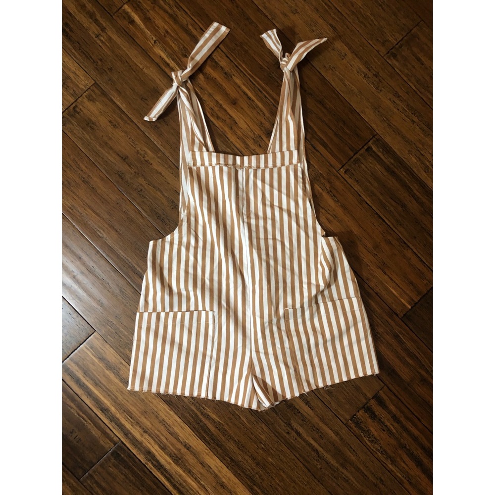 Princess Polly Tie Shoulder Playsuit Tan/White